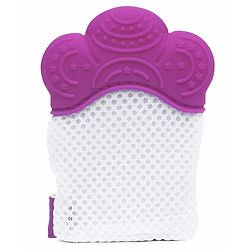 Babyhug Silicone Teether Mitten Glove Mitten Print - Purple - 10.2 x 7 x 1.5 cm Pink