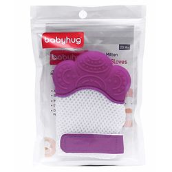 Babyhug Silicone Teether Mitten Glove Mitten Print - Purple - 10.2 x 7 x 1.5 cm Pink