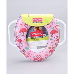 Babyhug Soft Potty Seat With Handle Flamingo Print - Pink