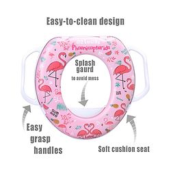 Babyhug Soft Potty Seat With Handle Flamingo Print - Pink