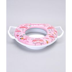 Babyhug Soft Potty Seat With Handle Flamingo Print - Pink