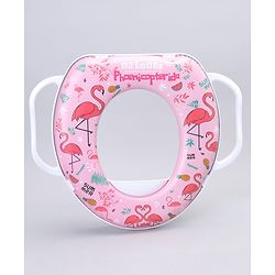 Babyhug Soft Potty Seat With Handle Flamingo Print - Pink