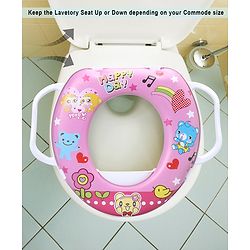 Babyhug Soft Potty Seat With Handle Bear Print - Pink