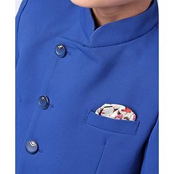 Babyhug Full Sleeves Party Wear Blazer And Trouser - Blue Black