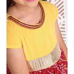 Babyhug Cap Sleeves Ethnic Dress Baandhani Print - Yellow Red - 18-24m Yellow