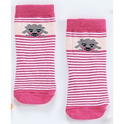 Cute Walk by Babyhug Striped  Antibacterial Ankle Length Socks - Pink