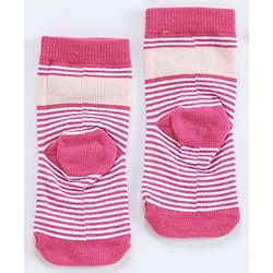 Cute Walk by Babyhug Striped  Antibacterial Ankle Length Socks - Pink