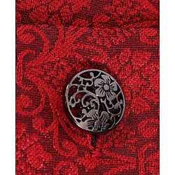 Babyhug Full Sleeves Abstract Woven Asymmetric Sherwani - Marroon Black