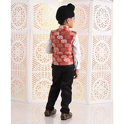 Babyhug Full Sleeves 3 Piece Party Suit - Red - 4-5Y Red