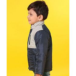 Babyhug Full Sleeves Padded Jacket With Side Pockets - Grey
