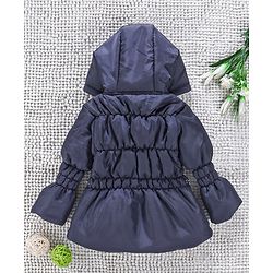 Babyhug Full Sleeves Padded Winter Jacket With Hood - Navy Blue - 12-18M Blue