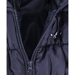 Babyhug Full Sleeves Padded Winter Jacket With Hood - Navy Blue - 12-18M Blue