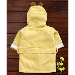 Babyhug Cotton Three Fourth Sleeves 3D Hooded Bath Robe Mouse Design - Yellow