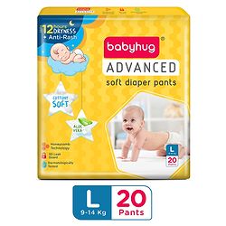 Babyhug Advanced Pant Style Diapers Large (L) Size - 20 Pieces - Large Yellow