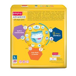 Babyhug Advanced Pant Style Diapers Large (L) Size - 20 Pieces - Large Yellow
