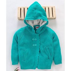 Babyhug Full Sleeves Hooded Sweater - Blue