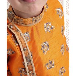 Babyhug Full Sleeves Printed Kurta Pyjama Set - Orange