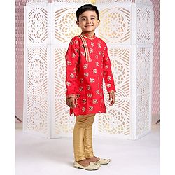 Babyhug Full Sleeves Kurta Pyjama Set - Red
