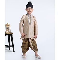Babyhug Full sleeves Kurta With Dhoti Self Design - Off White