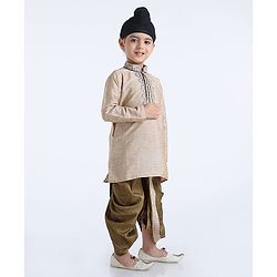 Babyhug Full sleeves Kurta With Dhoti Self Design - Off White