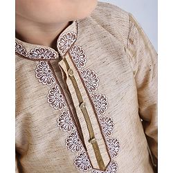 Babyhug Full sleeves Kurta With Dhoti Self Design - Off White