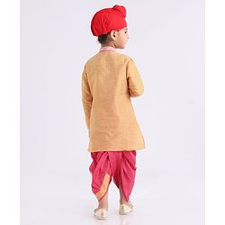 Babyhug Full Sleeves Dhoti Kurta Set - Yellow Red