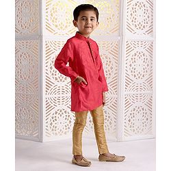 Babyhug Full Sleeves Printed Kurta & Pajama Set - Pink Golden
