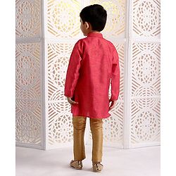 Babyhug Full Sleeves Printed Kurta & Pajama Set - Pink Golden