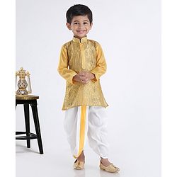 Babyhug Full Sleeves Embroidered Dhoti Kurta Set - Yellow