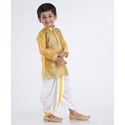 Babyhug Full Sleeves Embroidered Dhoti Kurta Set - Yellow