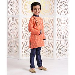 Babyhug Full Sleeves Printed Kurta With Pyjama - Orange
