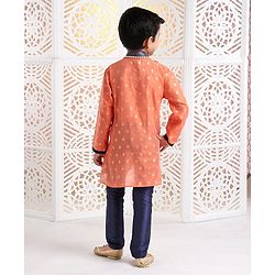 Babyhug Full Sleeves Printed Kurta With Pyjama - Orange
