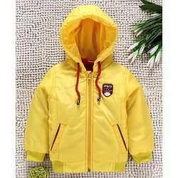 Babyhug Full Sleeves Hooded Jacket Space Patch - Yellow