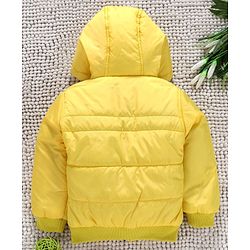 Babyhug Full Sleeves Hooded Jacket Space Patch - Yellow
