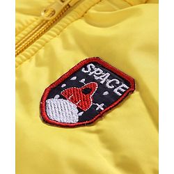 Babyhug Full Sleeves Hooded Jacket Space Patch - Yellow