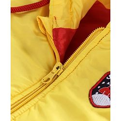 Babyhug Full Sleeves Hooded Jacket Space Patch - Yellow