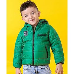 Babyhug Full Sleeves Hooded Jacket - Green