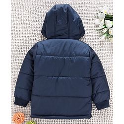 Babyhug Full Sleeves Hooded Winter Jacket - Navy Blue
