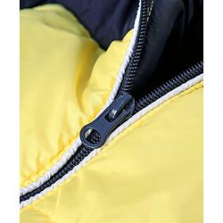 Babyhug Full Sleeves Hooded Winter Jacket - Navy Blue Yellow