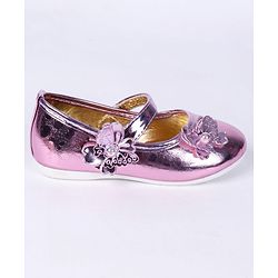Cute Walk by Babyhug Party Wear Belly Shoes Butterfly Motifs - Pink