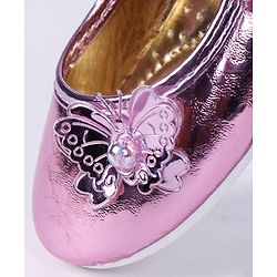 Cute Walk by Babyhug Party Wear Belly Shoes Butterfly Motifs - Pink