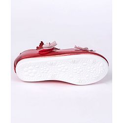 Cute Walk by Babyhug Party Wear Belly Shoes Butterfly Motifs - Red