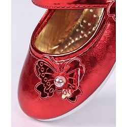 Cute Walk by Babyhug Party Wear Belly Shoes Butterfly Motifs - Red