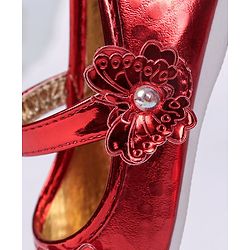 Cute Walk by Babyhug Party Wear Belly Shoes Butterfly Motifs - Red