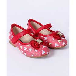 Cute Walk By Babyhug Floral Embellished Party Wear Bellies - Red
