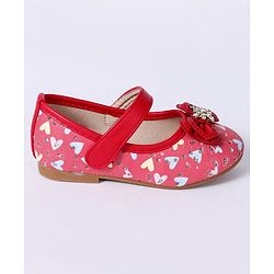 Cute Walk By Babyhug Floral Embellished Party Wear Bellies - Red