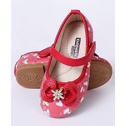 Cute Walk By Babyhug Floral Embellished Party Wear Bellies - Red