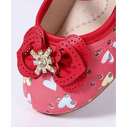 Cute Walk By Babyhug Floral Embellished Party Wear Bellies - Red
