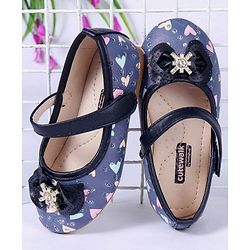 Cute Walk By Babyhug Floral Embellished Party Wear Bellies - Blue