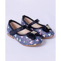 Cute Walk By Babyhug Floral Embellished Party Wear Bellies - Blue